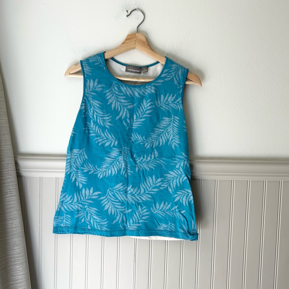 Leaf Print Overlay Small Teal Fern Print Overlay Tank Top Croft & Barrow